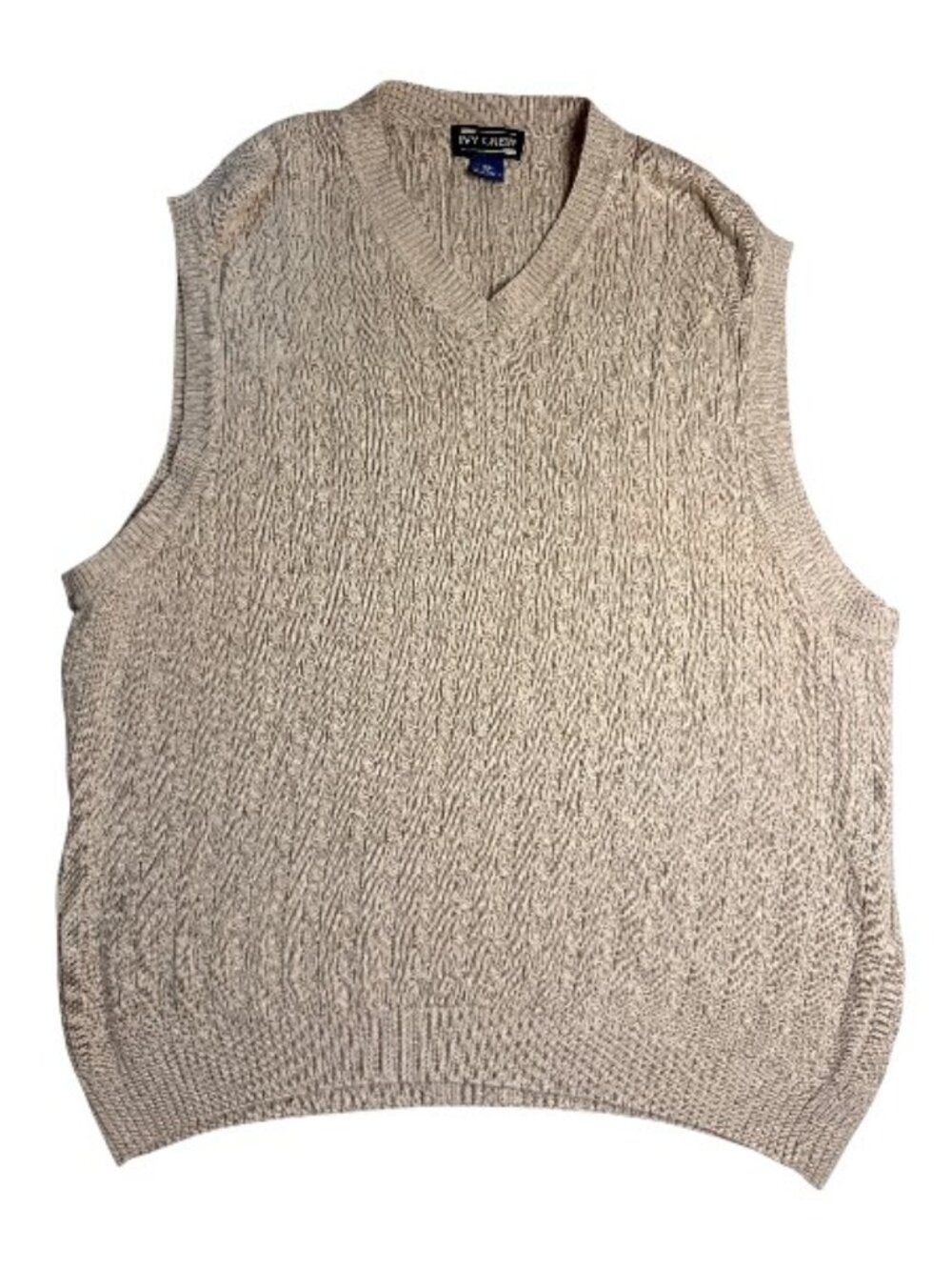 IVY CREW Men's Vintage Beige Knit V-Neck Large Sweater Vest